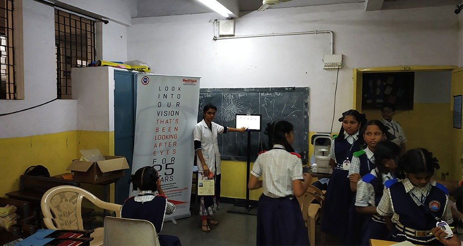 Vision being tested at a community eye camp