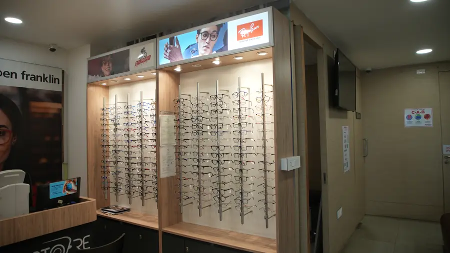 Spectacle frames on display at the in-house optical