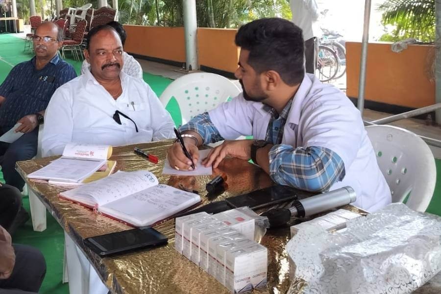 Free vision testing camp in a nearby village